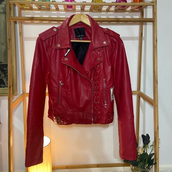 Amisu Leather Jacket. Size- 40 (Fit M-L) - Picture 5 of 9